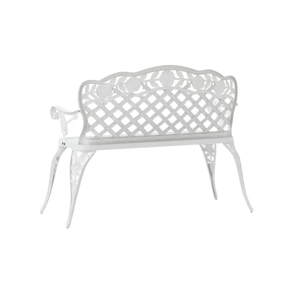 Banc de jardin 108 cm Aluminium Coulé Blanc Banc de Bistrot en Fonte Banc Extérieur