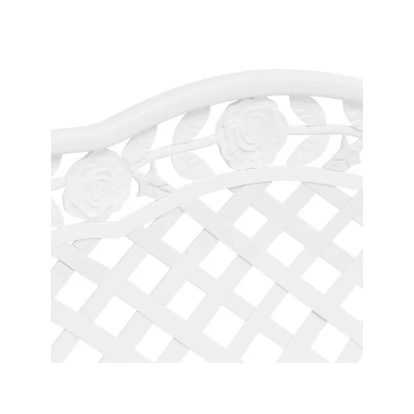 Banc de jardin 108 cm Aluminium Coulé Blanc Banc de Bistrot en Fonte Banc Extérieur