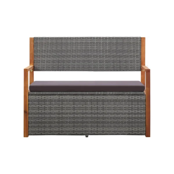 Banc de jardin avec coffre de rangement en acacia massif et résine tressée grise Coffre en bois coffre de stockage bois coffre e