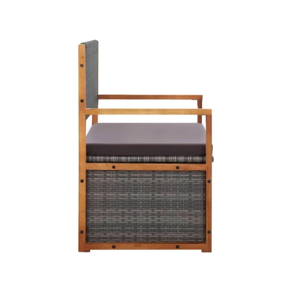 Banc de jardin avec coffre de rangement en acacia massif et résine tressée grise Coffre en bois coffre de stockage bois coffre e