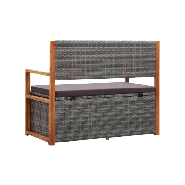 Banc de jardin avec coffre de rangement en acacia massif et résine tressée grise Coffre en bois coffre de stockage bois coffre e