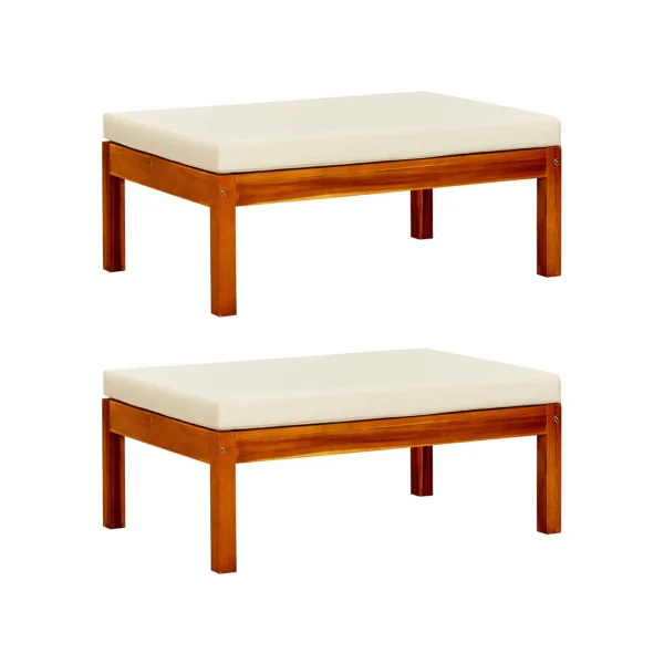 Banc de jardin en acacia massif avec reposes pieds Banc jardin avec auvant crème