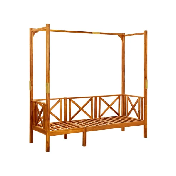 Banc de jardin en acacia massif avec reposes pieds Banc jardin avec auvant crème