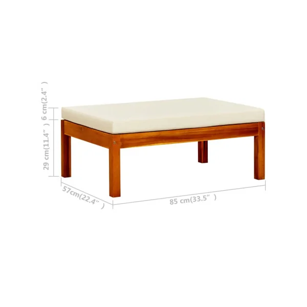 Banc de jardin en acacia massif avec reposes pieds Banc jardin avec auvant crème