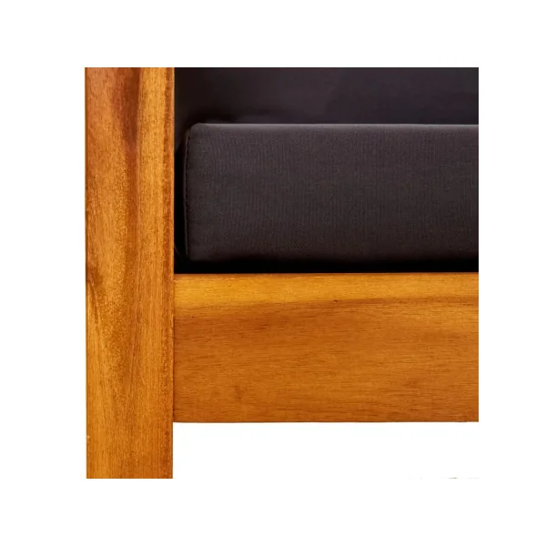 Banc de jardin en acacia massif avec reposes pieds Banc jardin avec auvant gris