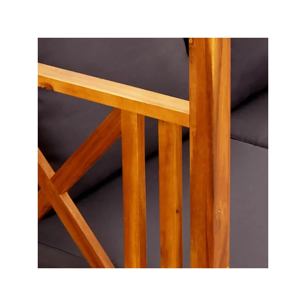 Banc de jardin en acacia massif avec reposes pieds Banc jardin avec auvant gris