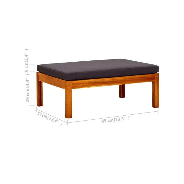 Banc de jardin en acacia massif avec reposes pieds Banc jardin avec auvant gris