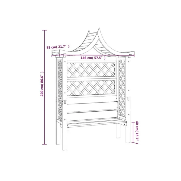 Banc de jardin en pin massif avec pergola en treillis Banc extérieur en bois