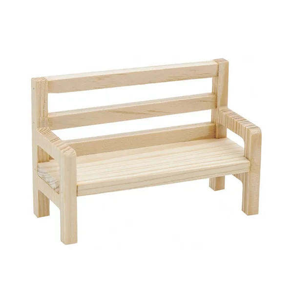 Banc en bois miniature mesurant 4.5cmx12cmx8 cm environ et appartenant à la gamme Monde des lutins de la marque Rico Design