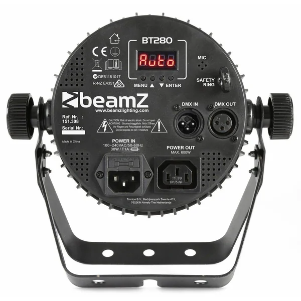 BeamZ BT280 - Projecteur FlatPAR, 7x LED RGBAW-UV, 10W par LED avec Télécommande