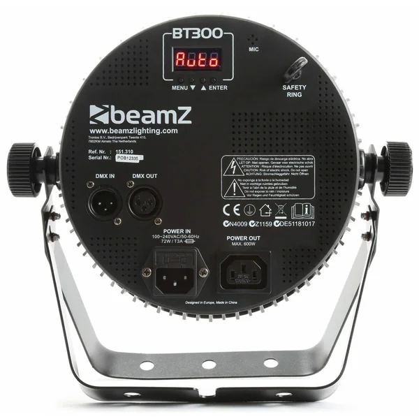 BeamZ BT300 - Projecteur FlatPAR, 12x LED RGBAW-UV, 10W par LED avec Télécommande