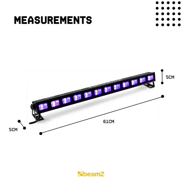 BeamZ BUV123 - Barre LED UV, 12 LED UV, Puissance 3 Watts par LED