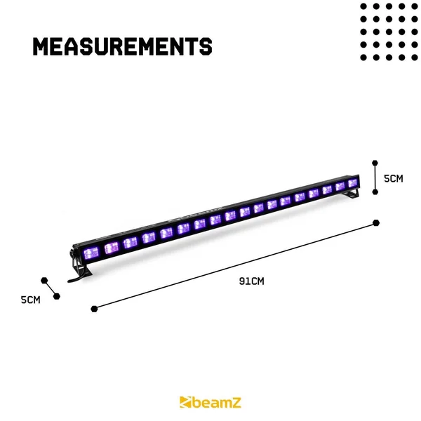 BeamZ BUV183 - Barre LED UV, 18 LED UV, Puissance 3 Watts par LED
