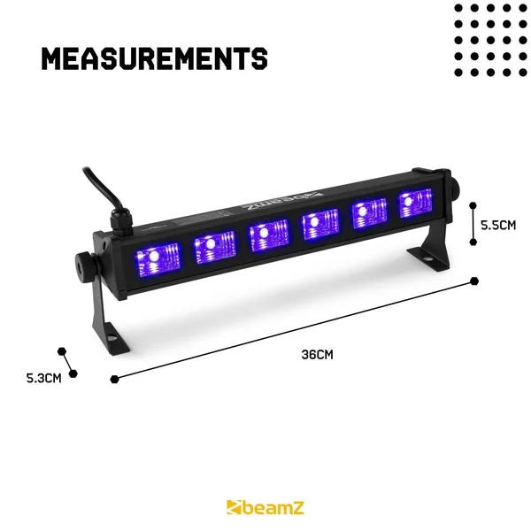 BeamZ BUV63 - Barre LED UV, 6 LED UV, Puissance 3 Watts par LED