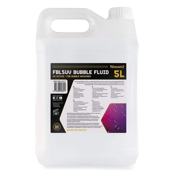 BeamZ FBL5UV - Liquide Fluorescent pour Machine à Bulles 5L