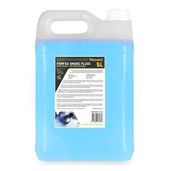 BeamZ FSMF5D - Liquide pour Machine à Fumée 5L - Très Haute Densité, Long Temps de Suspension