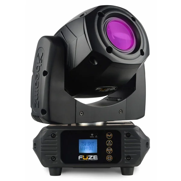 BeamZ FUZE75S - 2 Lyres Spot LED avec Flightcase 75W, Mode DMX, Roue 6 Gobos, 8 Couleurs + Blanc