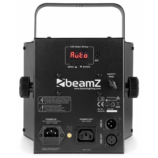 BeamZ Gobo Derby - Jeu de Lumière avec UV et Stroboscope avec Télécommande