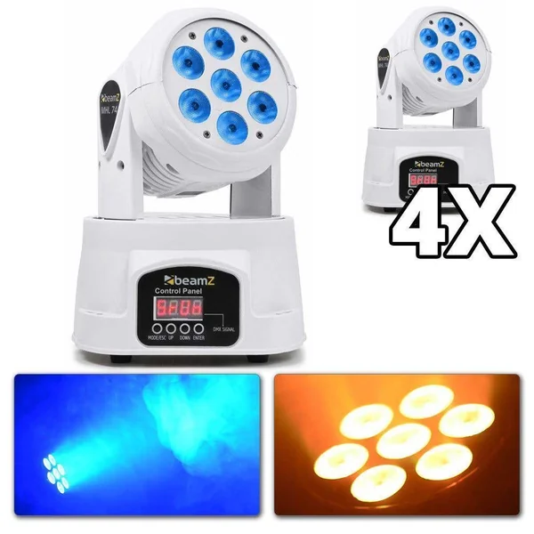 BeamZ MHL74 - 4x Lyres Wash 7x LED RGBW 10W - Blanc