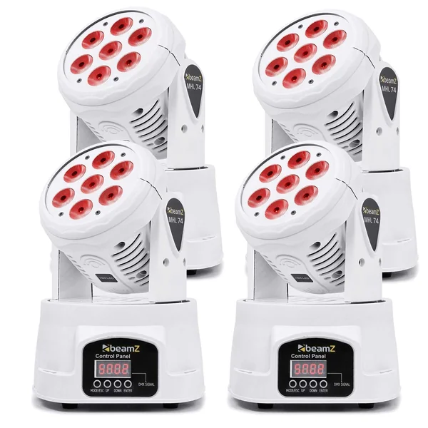 BeamZ MHL74 - 4x Lyres Wash 7x LED RGBW 10W - Blanc