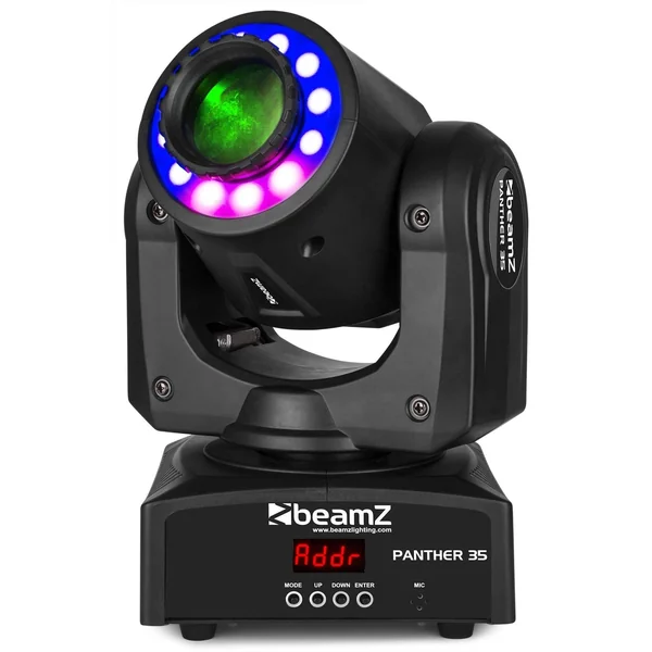 BeamZ Panther 35 - Lyre Spot avec Anneau de LEDs, 35W, Mode DMX, 7 Couleurs + Blanc