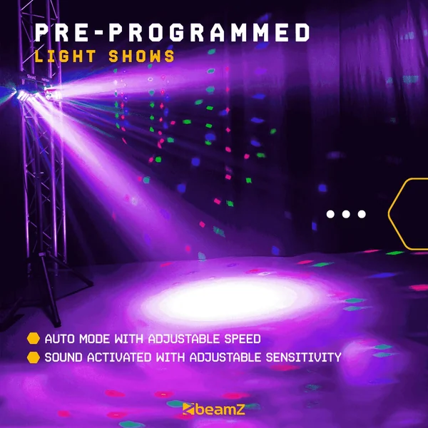 BeamZ Partybar2 - 2x Projecteurs PAR + 2x Derby, Mode DMX, avec Télécommande