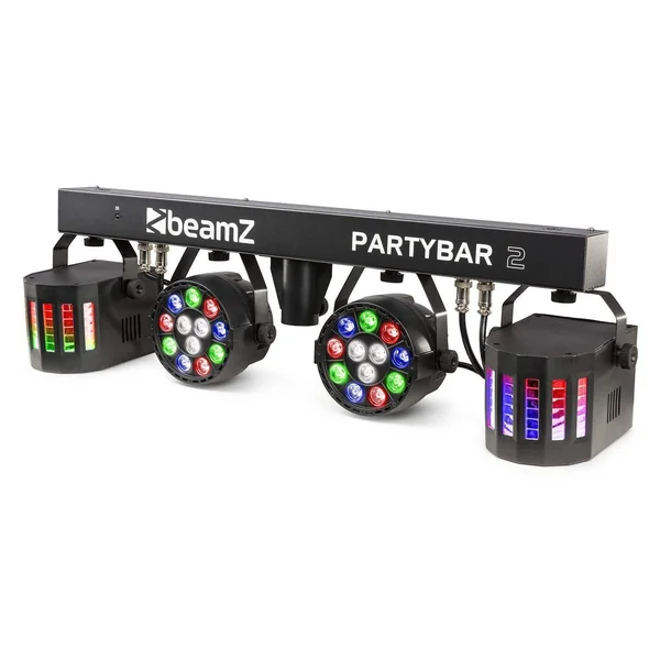 BeamZ Partybar2 - 2x Projecteurs PAR + 2x Derby, Mode DMX, avec Télécommande