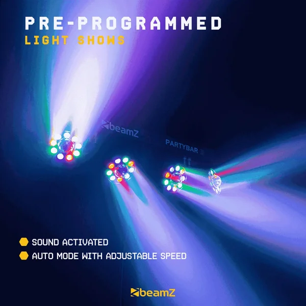 BeamZ Partybar3 - 4x Projecteurs PAR avec Magic Ball, Mode DMX, avec Télécommande