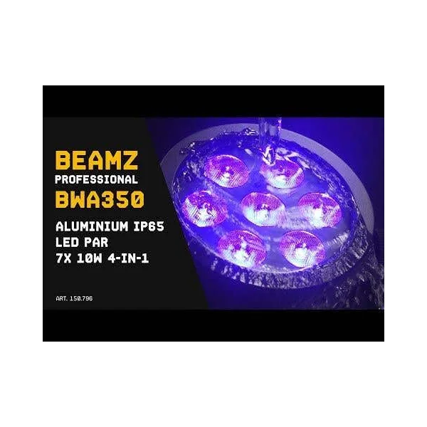 BeamZ Professional BWA530 - Projecteur PAR CAN IP65, 7x LED RGBW avec Boitier Étanche - Aluminium