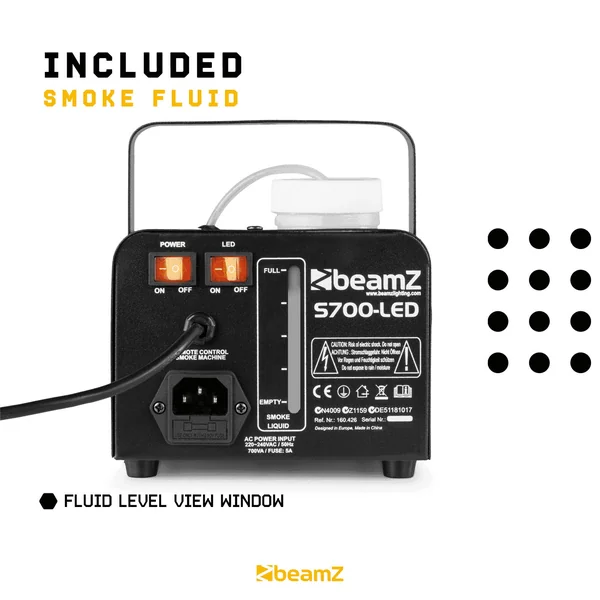 BeamZ S700LED - Machine à Fumée 700 Watts avec Effet Flamme