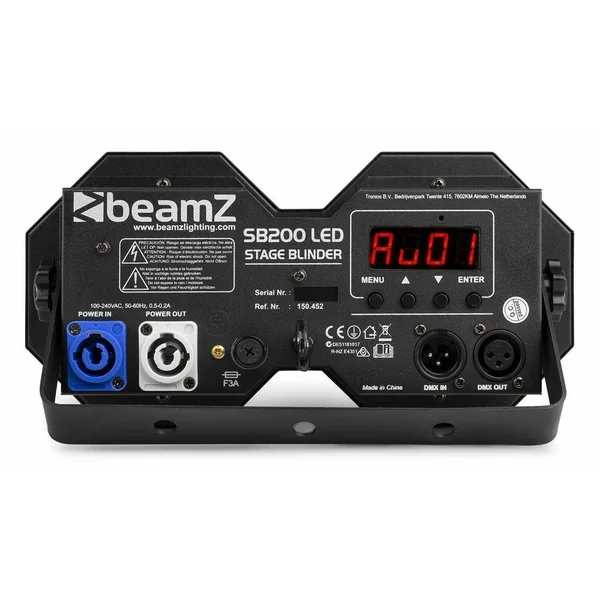 BeamZ SB200 - Projecteur de Scène et Stroboscope, 2x LED Couleur Blanc 50W, DMX