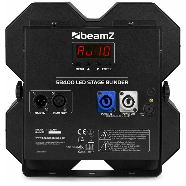 BeamZ SB400 - Projecteur d’Ambiance | Blinder LED COB 4×50 W Blanc Chaud | Effet Scène & Grands Espaces