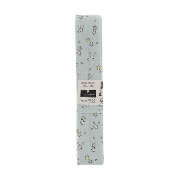Biais en coton motif Etoiles 1,5m x 20mm - Passion Rubans