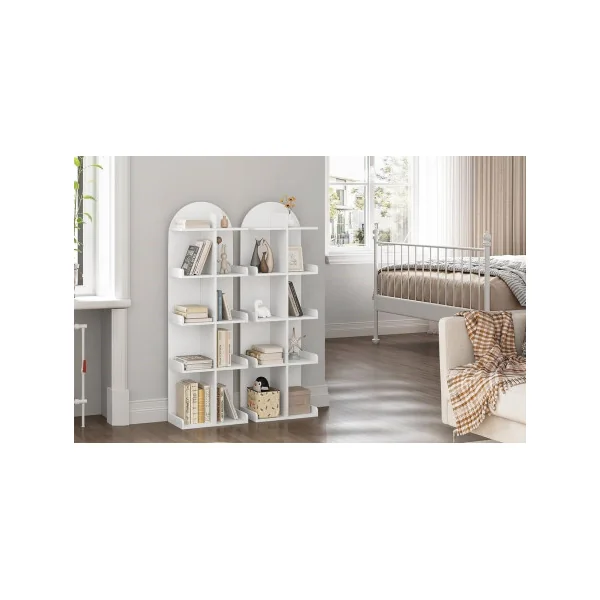 Bibliothèque 10 Etagères Rangement CD DVD Livres Etagère Blanche