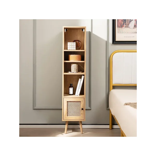 Bibliothèque avec étagères et placard chêne Meuble rangement Etagère rangement salon Colonne rangement
