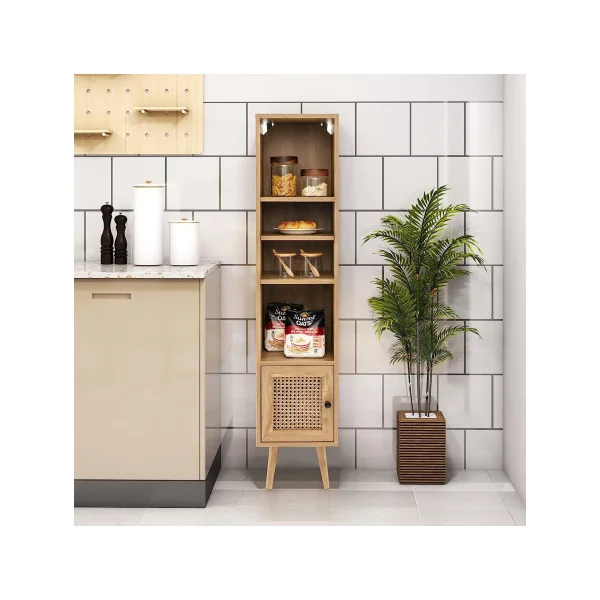 Bibliothèque avec étagères et placard chêne Meuble rangement Etagère rangement salon Colonne rangement