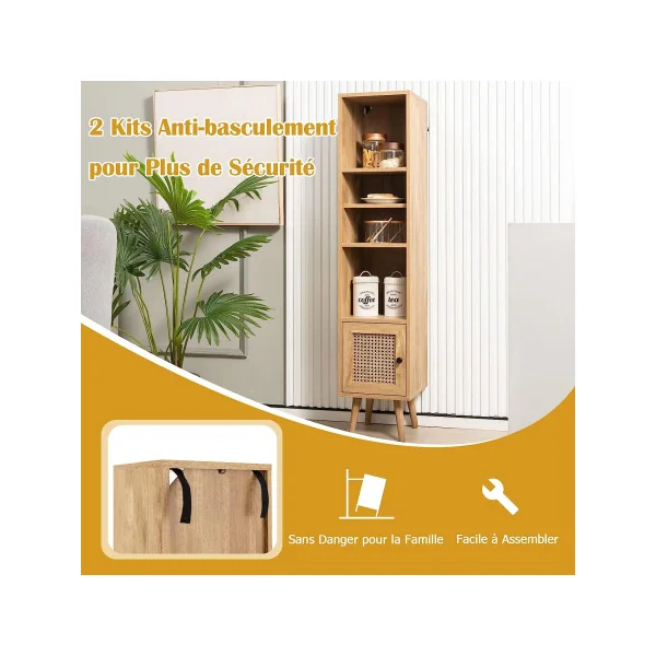 Bibliothèque avec étagères et placard chêne Meuble rangement Etagère rangement salon Colonne rangement