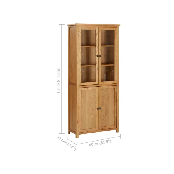 Bibliothèque de Rangement 180 cm Chêne Rangement Livres avec 4 portes
