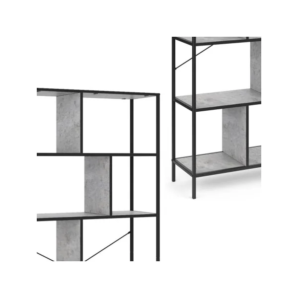 Bibliothèque gris béton 180 cm meuble étagère industriel meuble rangement livres