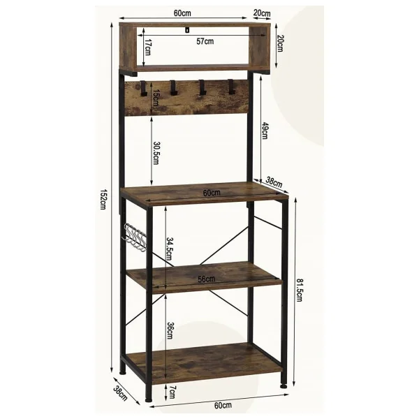 Bibliothèque industrielle 152 cm meuble étagère industriel meuble rangement livres Etagère cuisine