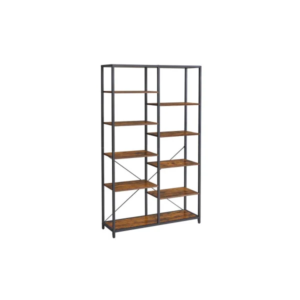 Bibliothèque industrielle 5 niveaux 170 cm Meuble rangement Etagère industrielle 5 niveaux métal et marron