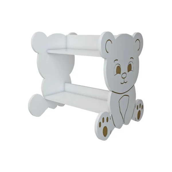 Bibliothèque pour enfant blanche motif ours