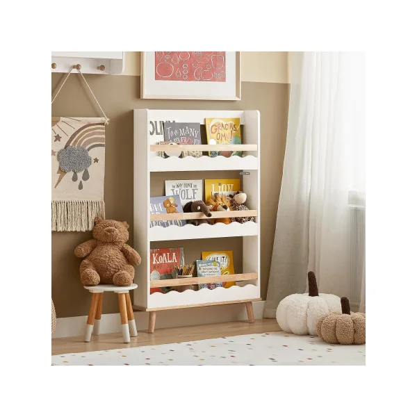 Bibliothèque pour enfants Murale 3 niveaux étagère rangement Meuble enfant livres