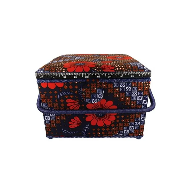 Boîte à couture motif Fleurs - 20x20x11cm - Collection Les merveilles d'Alice