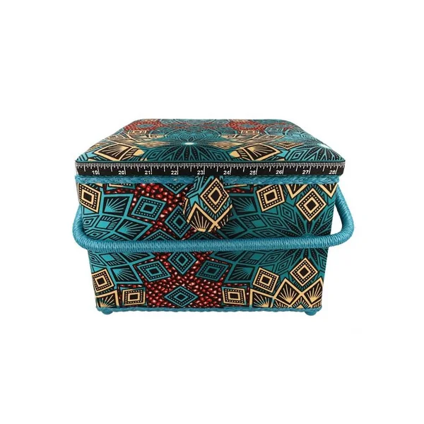 Boîte à couture motif Géométrie - 26x26x19cm - Collection Les merveilles d'Alice