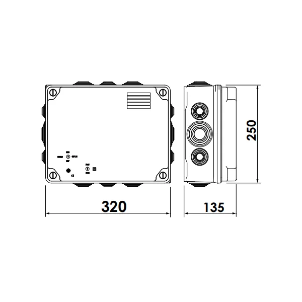 Boîtier étanche IP65 IK07 vis filetées en plastique scellables 320x251x134