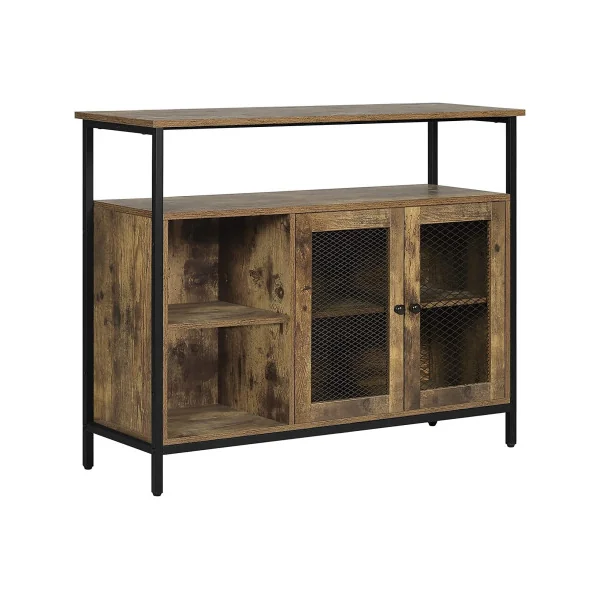 Buffet avec plan de travail Meuble rangement industriel marron rustique Meuble cuisine 3 compartiments 2 portes