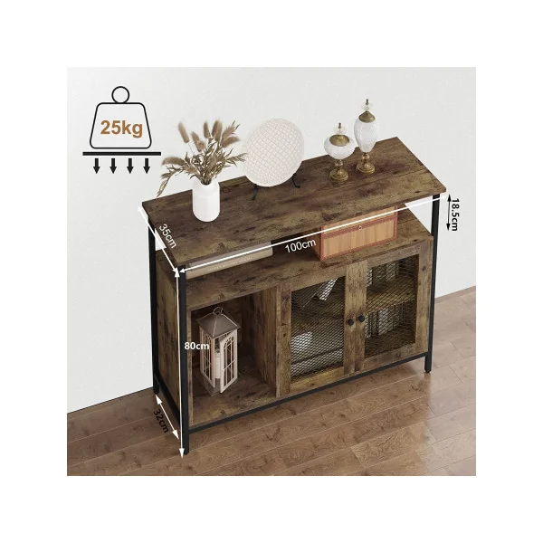 Buffet avec plan de travail Meuble rangement industriel marron rustique Meuble cuisine 3 compartiments 2 portes
