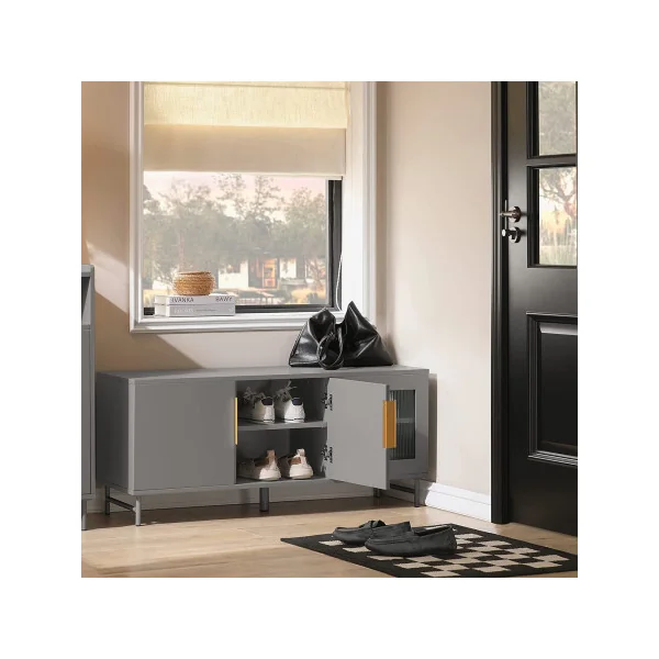 Buffet Bas avec placards gris Buffet Salon Meuble bas gris