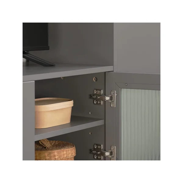 Buffet Bas avec placards gris Buffet Salon Meuble bas gris